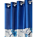Polyester Semi Transparent Door Curtain (Pack of 2, Blue)