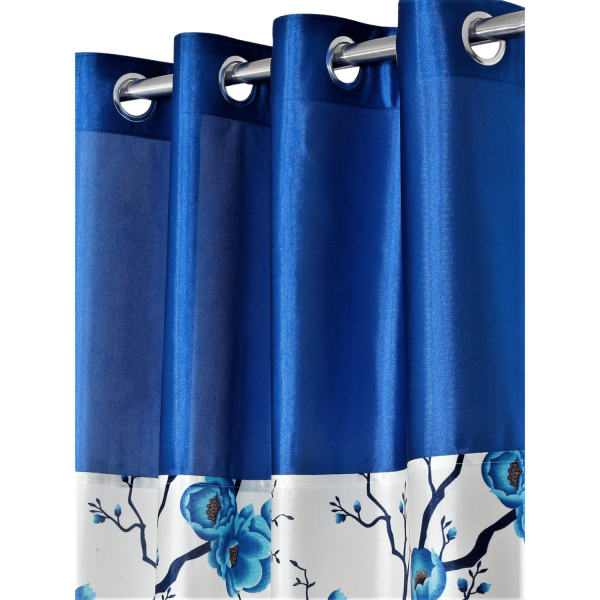 Polyester Semi Transparent Door Curtain (Pack of 2, Blue)
