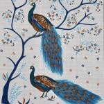 Double Bed Size Pure Cotton Jaipuri Bedsheet (Mayur Print, Gray)