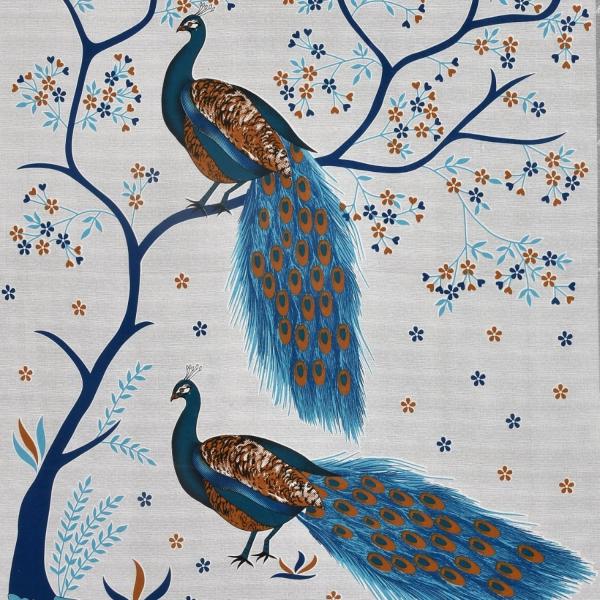 Double Bed Size Pure Cotton Jaipuri Bedsheet (Mayur Print, Gray)