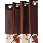 Polyester Semi Transparent Door Curtain (Pack of 2, Brown)