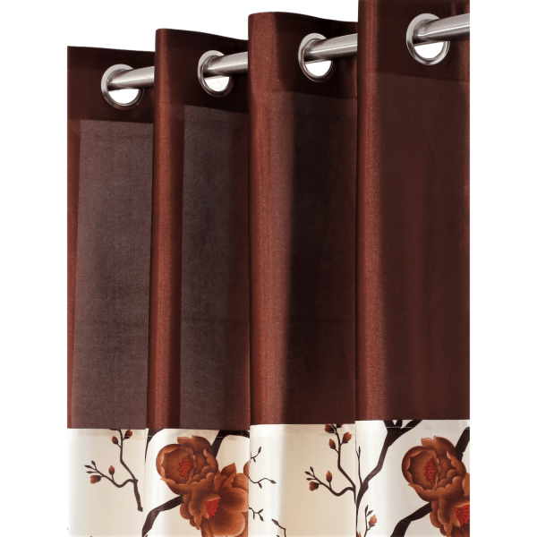 Polyester Semi Transparent Door Curtain (Pack of 2, Brown)