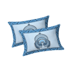 Double Bed Size Pure Cotton Jaipuri Bedsheet (Blue)