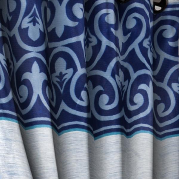 Polyester Semi Transparent Door Curtain (Pack of 2, Blue)