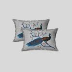 Double Bed Size Pure Cotton Jaipuri Bedsheet (Mayur Print, Gray)