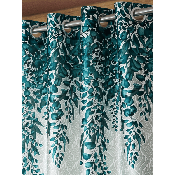 Polyester Semi Transparent Door Curtain (Pack of 2, Green)