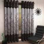 Polyester Semi Transparent Door Curtain (Pack of 2, Brown)
