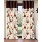 Polyester Semi Transparent Door Curtain (Pack of 2, Brown)