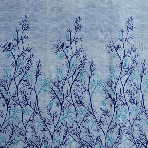 Polyester Semi Transparent Door Curtain (Pack of 2, Blue)