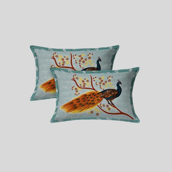 Double Bed Size Pure Cotton Jaipuri Bedsheet (Mayur Print, Green)