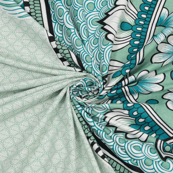 Double Bed Size Pure Cotton Jaipuri Bedsheet (Green)