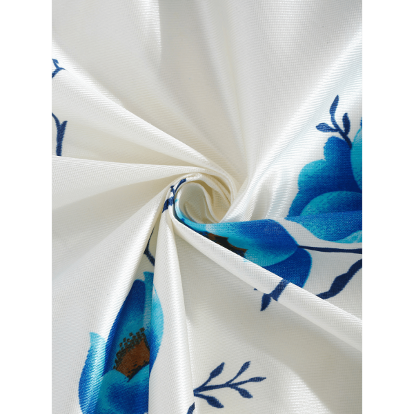 Polyester Semi Transparent Door Curtain (Pack of 2, Blue)