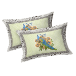 Double Bed Size Pure Cotton Jaipuri Bedsheet (Blue, Green)