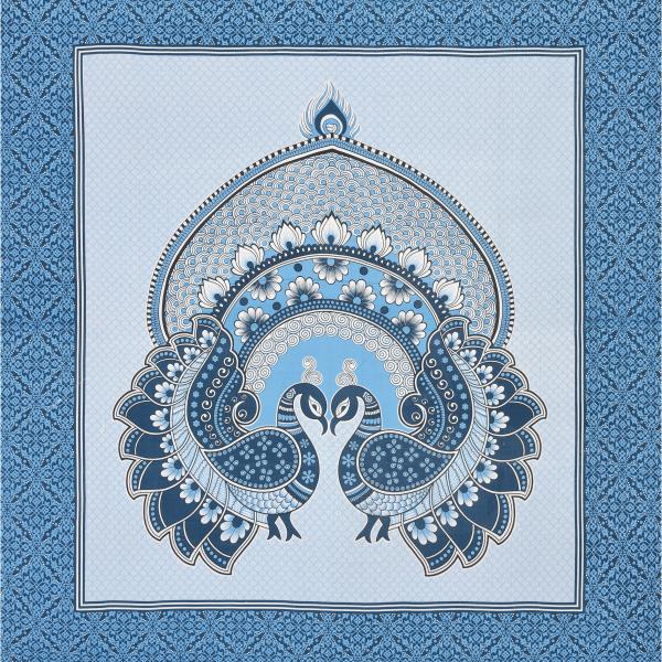 Double Bed Size Pure Cotton Jaipuri Bedsheet (Blue)