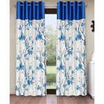 Polyester Semi Transparent Door Curtain (Pack of 2, Blue)