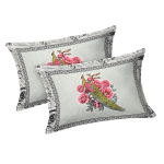 Double Bed Size Pure Cotton Jaipuri Bedsheet (Pink, Green)