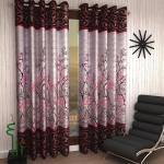 Polyester Semi Transparent Door Curtain (Pack of 2, Maroon)